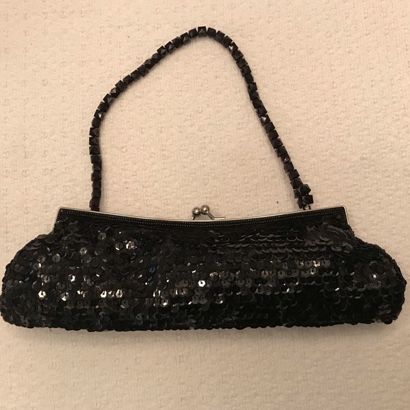 black sequin clutch bag